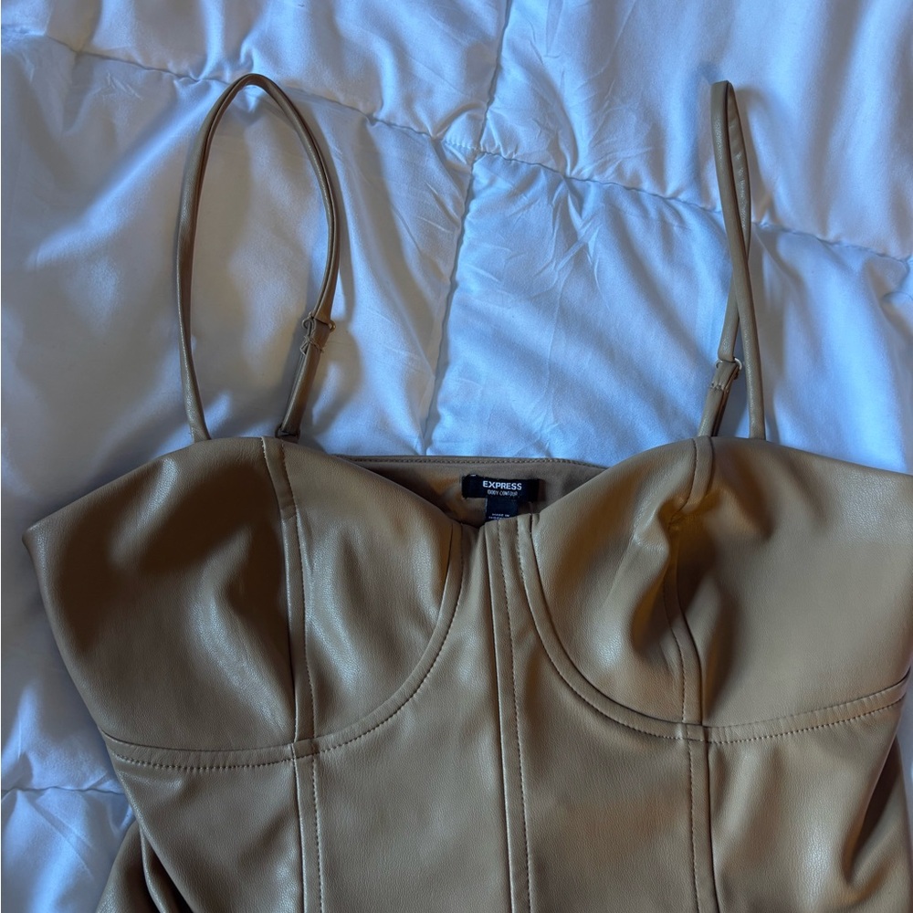 Express Beige Faux Leather Top